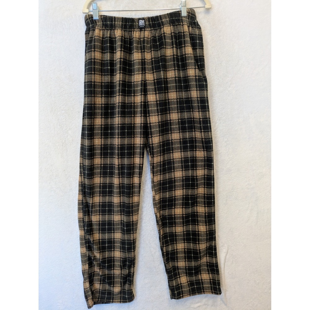 Frye Men's Size S Pajama‎ Pants Tan Black Plaid Fleece Lounge Sleepwear